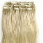 Yellow Virgin Human Hair Extensions clip in , Elegant Virgin Russian Hair Wefts