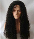 Black Long Natural Wave 18&quot; remy human hair full lace wigs Tangle Free