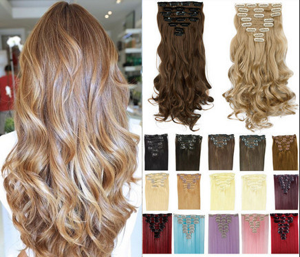 Double Weft Synthetic Clip In Hair Extensions Full Cuticle ...
