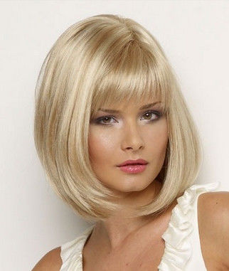 24 Inch Party Cute Blonde Cosplay Wig / Synthetic Human Hair Wigs for Women