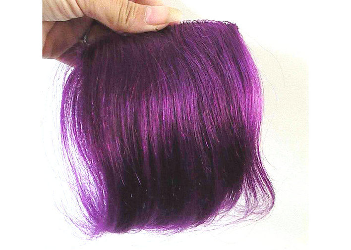 Custom 100% Remy Full Lace Human Hair Wigs Tangle Free Straight Layered Purple Colored