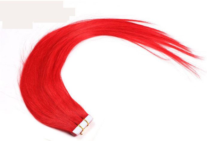 Washable Straight Single Drawn Red Hair Extensions Human Hair 16-24 Inches