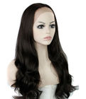 Natural Straight Heat Resistant Fiber Synthetic Hair Wigs Lace Front With Dark Brown