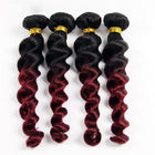 Natural Red Ombre Human Hair Extensions 1B / 99J Loose Wave Hair 10&quot;-30&quot;