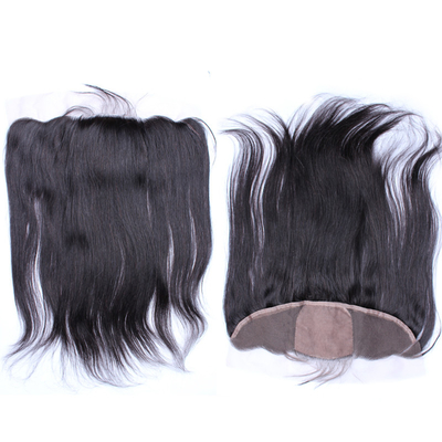 Black Brazilian Straight Silk Base Lace Frontals With Baby Hair Free Part