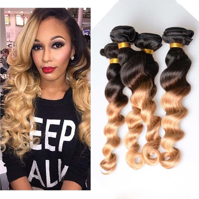10" - 26" Brazilian Remy Ombre Human Hair Extensions Oose Wave 1B / 27 Blonde Hair