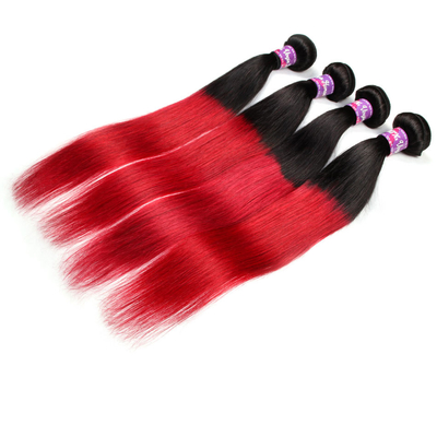 Soft 7A Ombre Brazilian Virgin Hair 1B / Red Ombre Straight Hair 3 Bundles For Adult