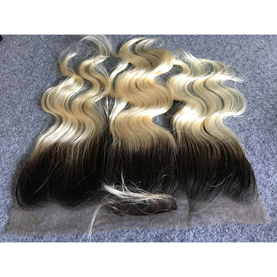 Long Ombre Human Hair Extensions Virgin Russian Hair Bundles With Ear To Ear 13"X4" Lace Frontal