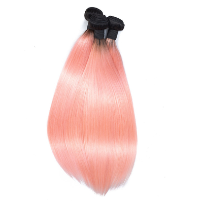 Pink Front Ombre Human Hair Extensions Silk 10A Grade Tangle / Shedding  Free