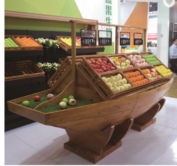 Supermarket Retail Store Shelves Wood Fruit And Vegetable Shelf