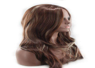 Brown Color Full Lace Remy Hair Wigs , Deep Wave Curly Hair Extensions