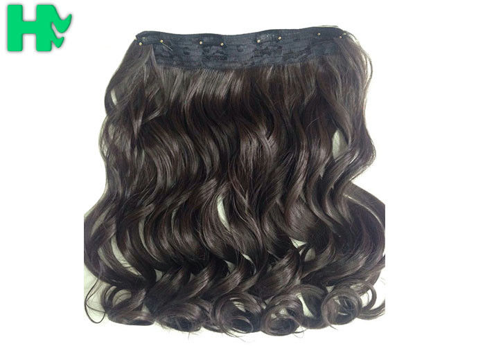 Chocolate Brown Curly Synthetic Hair Extensions / Synthetic Hair Pieces For Women