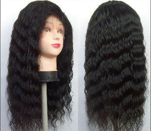 Front Lace human hair curly wigs With Baby Hair Around , deep loose wave human hair
