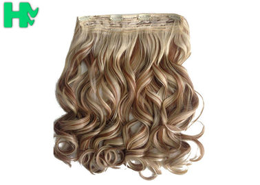 Chocolate Brown Curly Synthetic Hair Extensions / Synthetic Hair Pieces For Women