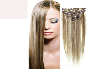 Brazilian Straight Virgin Clipping In Hair Extensions , Real Human Hair Extensions Clip In
