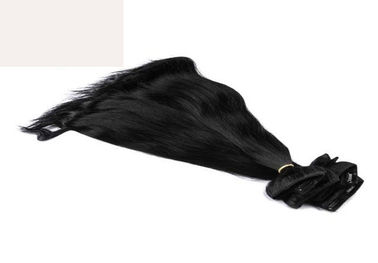 Professional Natural Black Clip In Hair Extensions Brazilian Virgin Hair 15 Inch - 26 Inch