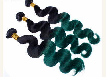 Two Tone Real Ombre Hair Extensions , Green 14 - 24 Inch  Virgin Hair
