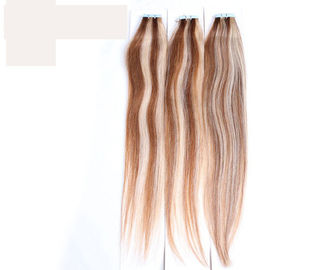Glam Straight Indian Virgin Human Hair Tape In Extensions , Piano Color 24 Inch Human Hair