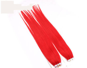 Soft Smooth Red Tape In Virgin Human Hair Weave Extensions Double Side PU Skin Weft