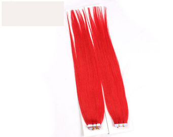 100% Virgin Straight Invisible Tape In Hair Extensions Bright Red No Shedding