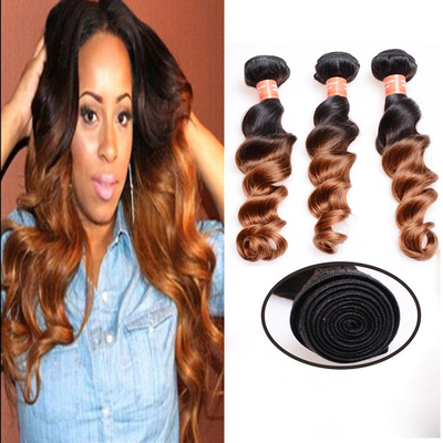 Soft And Silky Body Wave Ombre Human Hair Extensions Bright Brown Color