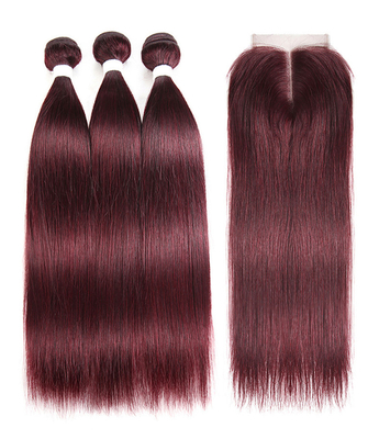 99J Color 100% Real Ombre Human Hair Extensions For Young Lady 8 Inch - 24 Inch