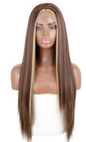 Blonde Straight Natural Human Hair Wigs Extensions Brown Color