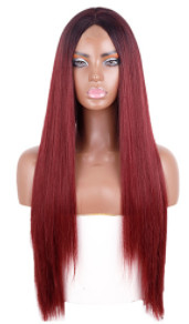 Blonde Straight Natural Human Hair Wigs Extensions Red Color