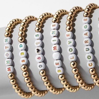 Customized Fashion Charm Handmade Beads Bracelets Initial Letter