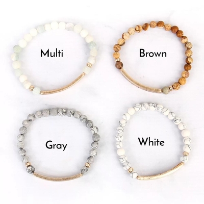 Engraved Letter Bar Customized Frosted Handmade Beads Bracelets